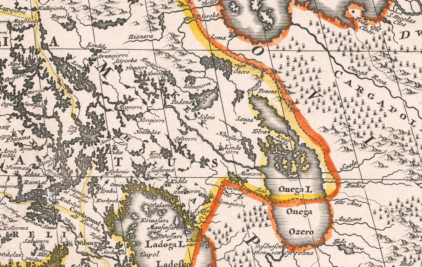 Mapa antiguo de Scandinavia, 1720 por Johann Baptist Homann - Nordic, Báltico, Dinamarca, Suecia, Finlandia, Rusia, Estonia, Letonia, Lituania