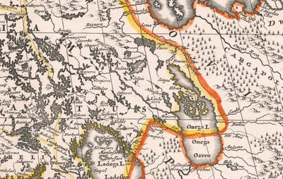 Mapa antiguo de Scandinavia, 1720 por Johann Baptist Homann - Nordic, Báltico, Dinamarca, Suecia, Finlandia, Rusia, Estonia, Letonia, Lituania