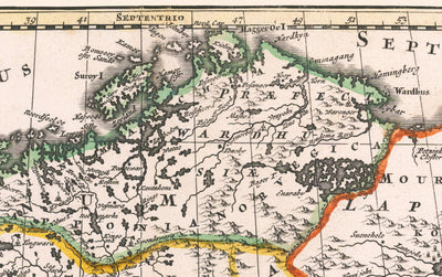 Mapa antiguo de Scandinavia, 1720 por Johann Baptist Homann - Nordic, Báltico, Dinamarca, Suecia, Finlandia, Rusia, Estonia, Letonia, Lituania