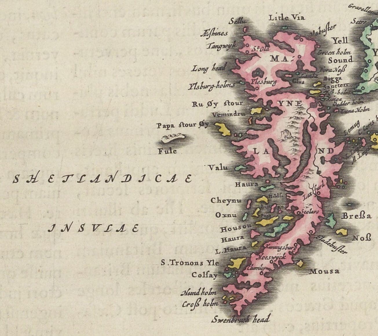 Antiguo mapa de Escocia, Islas Shetland y Orcadas en 1654 por Joan Blaeu del Theatrum Orbis Terrarum Sive Atlas Novus