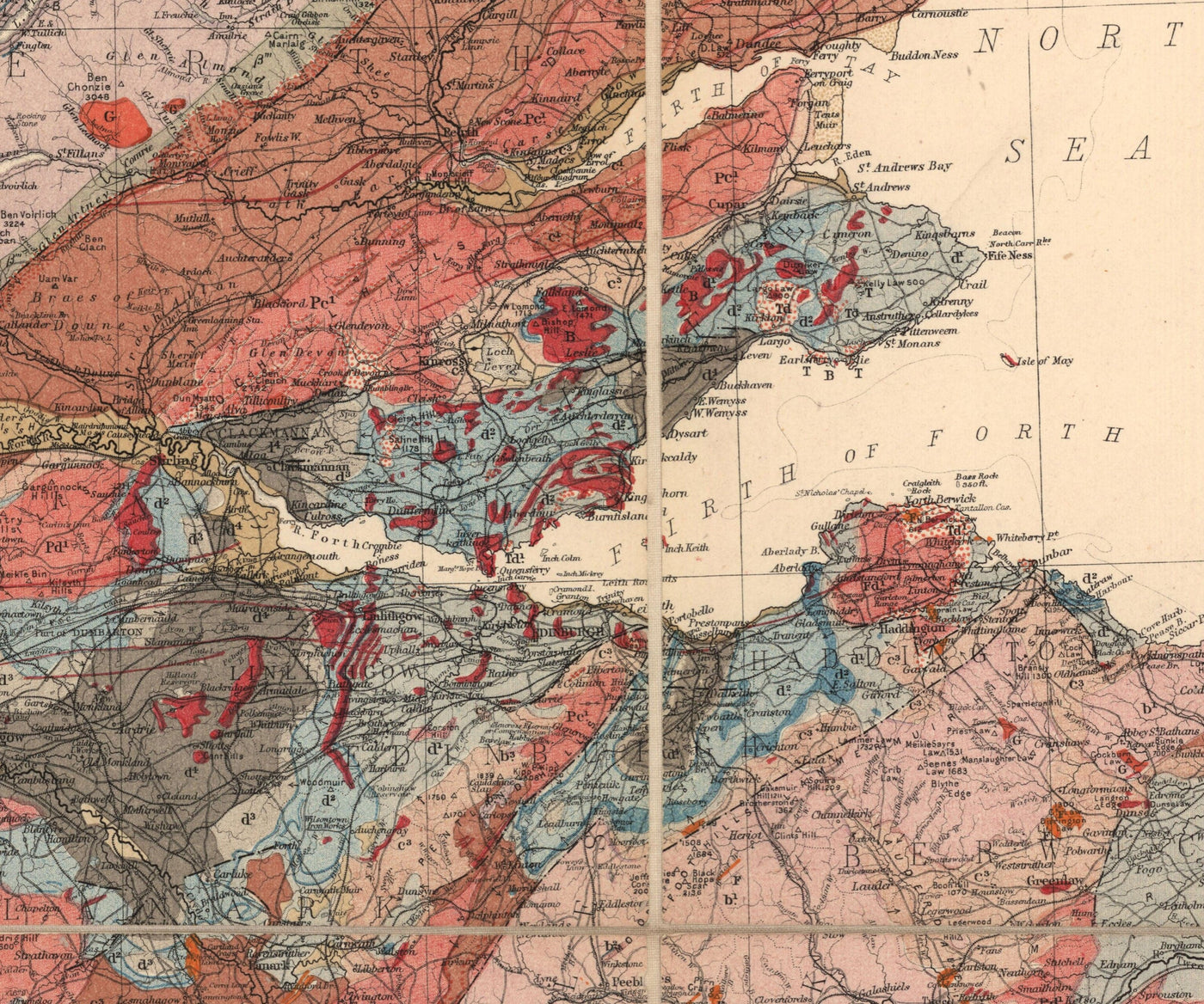 Scotland Geology Map - Old Map of Scotland by A. Geikie, 1876