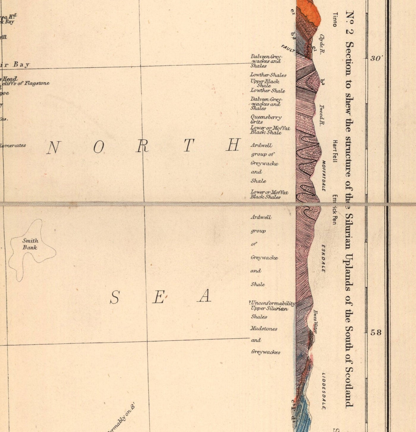 Scotland Geology Map - Old Map of Scotland by A. Geikie, 1876