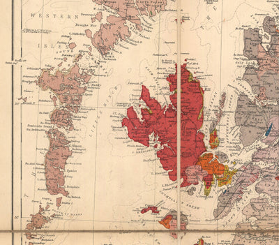 Scotland Geology Map - Old Map of Scotland by A. Geikie, 1876