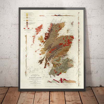 Old Map of Scotland Geology by Roderick I. Murchison 1862 - Skye, Shetland, Orkney, Highlands