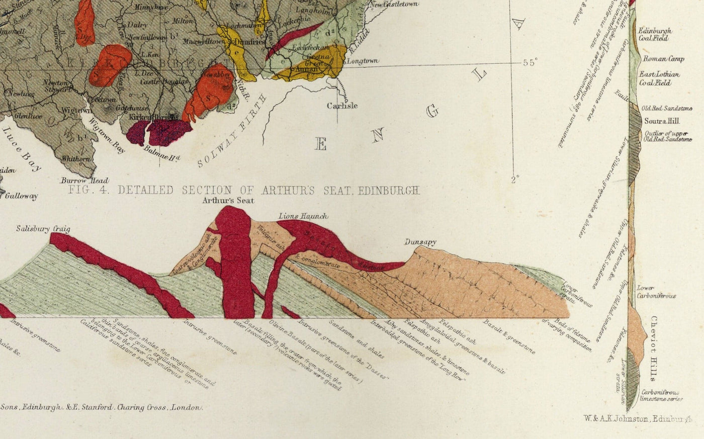Old Map of Scotland Geology by Roderick I. Murchison 1862 - Skye, Shetland, Orkney, Highlands