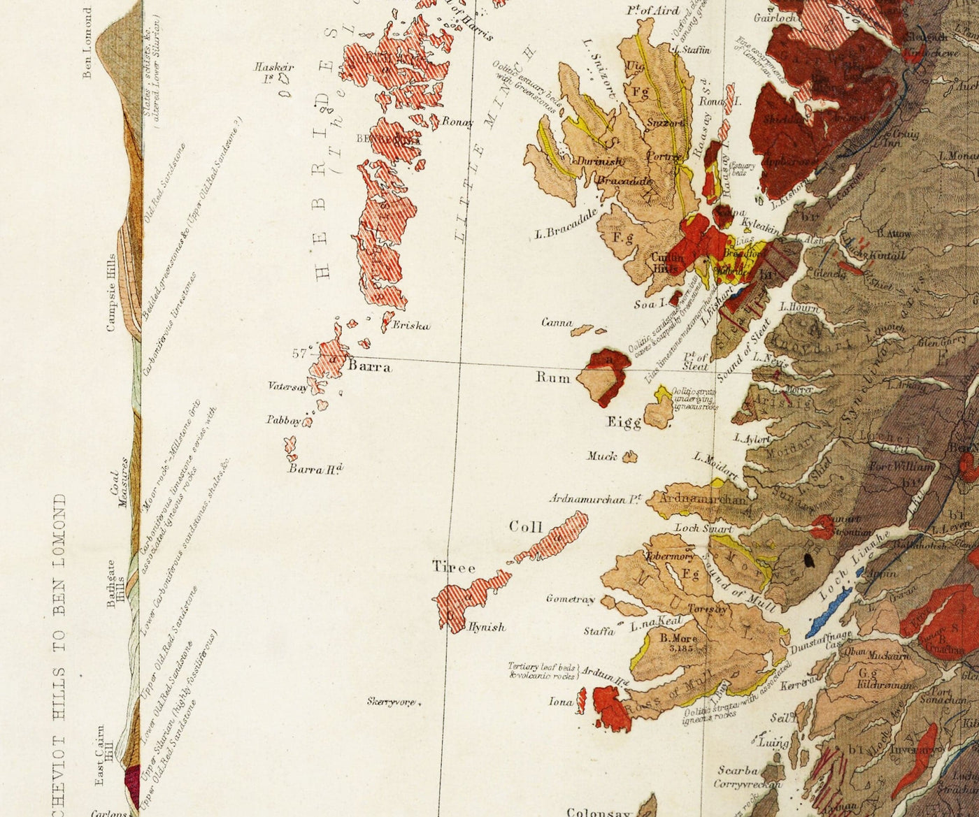 Old Map of Scotland Geology by Roderick I. Murchison 1862 - Skye, Shetland, Orkney, Highlands