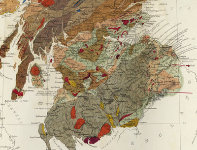 Old Map of Scotland Geology by Roderick I. Murchison 1862 - Skye, Shetland, Orkney, Highlands