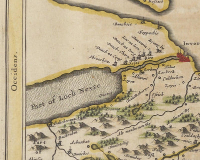 Map of Inverness, Highlands and Moray in 1654, a rare colour old map by Joan Blaeu and Timothy Pont