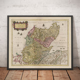 Old Map of the Scottish Highlands, 1665 by Blaeu - Caithness, Sutherland, Ross, Nairn, Inverness, Moray