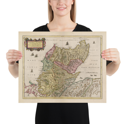 Old Map of the Scottish Highlands, 1665 by Blaeu - Caithness, Sutherland, Ross, Nairn, Inverness, Moray