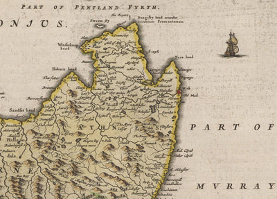 Old Map of the Scottish Highlands, 1665 by Blaeu - Caithness, Sutherland, Ross, Nairn, Inverness, Moray