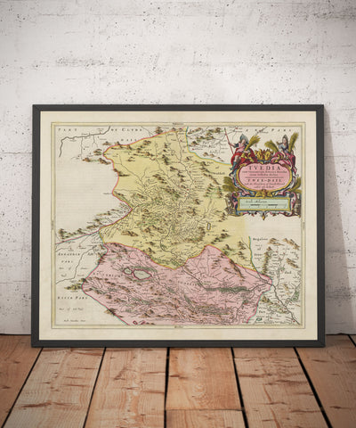 Old Map of Selkirkshire in 1665 by Joan Blaeu - Selkirk, Lindean, Darnick, River Tweed, Peebles