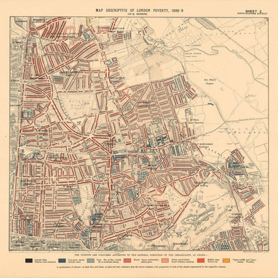 Mapa de Pobreza Personalizado de Londres por Charles Booth, 1898-9 