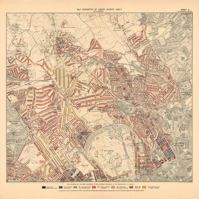 Mapa de Pobreza Personalizado de Londres por Charles Booth, 1898-9 