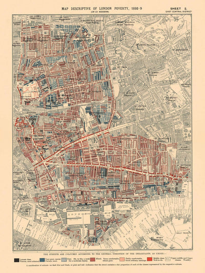 Mapa de Pobreza Personalizado de Londres por Charles Booth, 1898-9 