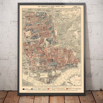 Karte der Londoner Armut 1898-9, Ost-Zentralbezirk, von Charles Booth - Hackney, Shoreditch, Tower Hamlets - E2, E1, E1W, EC2, EC3 