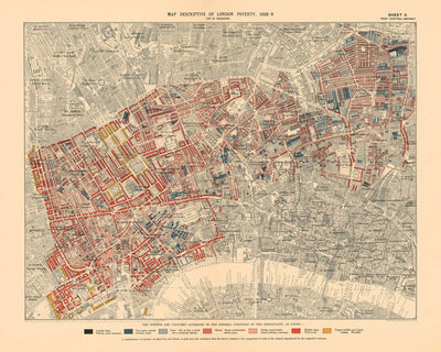 Mapa de Pobreza Personalizado de Londres por Charles Booth, 1898-9 