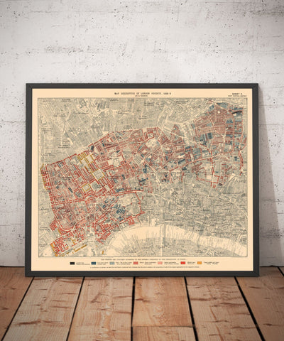 Carte de la pauvreté de Londres 1898-9, West Central District, par Charles Booth - Westminster, Camden, City of London, Islington - W1, WC1, WC2, EC1, N1