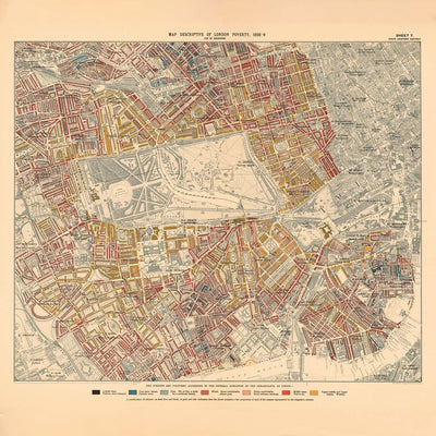 Mapa de Pobreza Personalizado de Londres por Charles Booth, 1898-9 