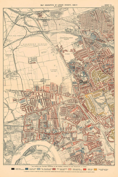Mapa de Pobreza Personalizado de Londres por Charles Booth, 1898-9 