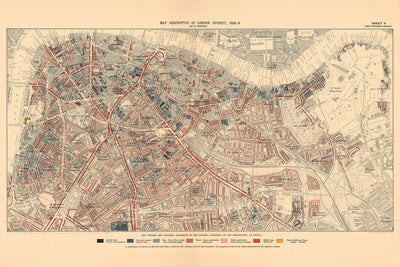 Mapa de Pobreza Personalizado de Londres por Charles Booth, 1898-9 
