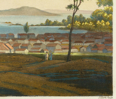Rare Early View Map of Singapore in 1828 by Robert Elliot - British Colony, Singapore Strait, Marina Bay, Downtown Core