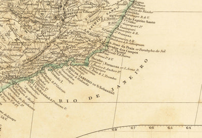 Old Map of South America, 1839 by Arrowsmith - Brazil, Galapagos, Islands, Colonial Guyana, Andes, Amazon, Ecuador