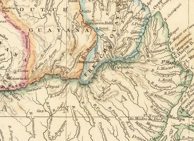 Old Map of South America, 1839 by Arrowsmith - Brazil, Galapagos, Islands, Colonial Guyana, Andes, Amazon, Ecuador