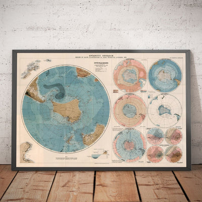 Old Antarctica Research Map, 1894 - Geography Atlas And Explorer Map of the South Pole