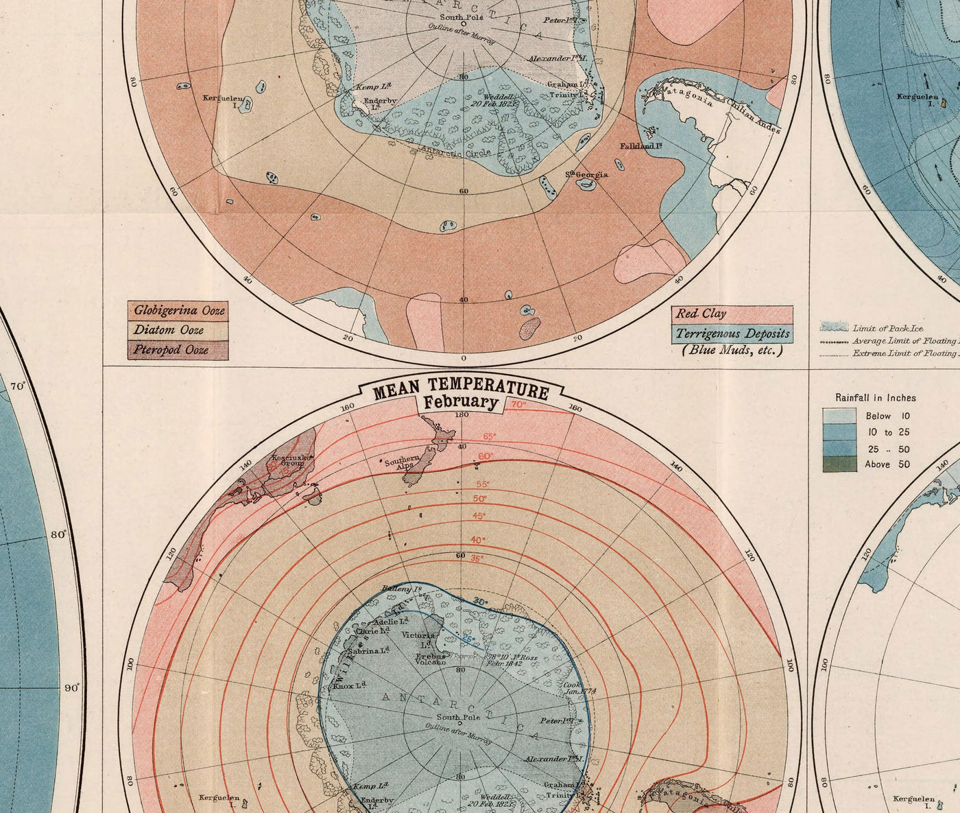 Old Antarctica Research Map, 1894 - Geography Atlas And Explorer Map of the South Pole