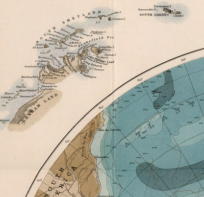 Old Antarctica Research Map, 1894 - Geography Atlas And Explorer Map of the South Pole