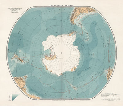 Old Antarctica South Pole Map 1904 by Stanford - Vintage Atlas Explorer Map of the Antarctic