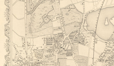 Old Map of Southampton in 1851 by Tallis & Rapkin - City Centre, River Itchen, Chapel, Docks, Ocean Village