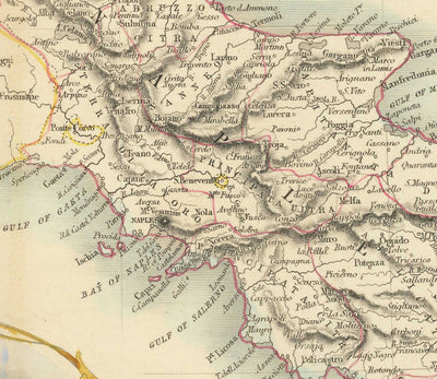 Old Map of Southern Italy in 1851 by Tallis & Rapkin - Sicily, Sardinia, Corsica, Naples, Palermo
