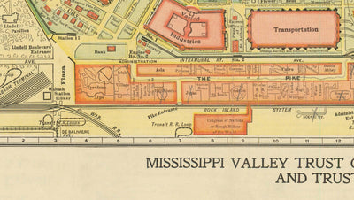 Viejo mapa de San Luis, Missouri, 1904 - Feria Mundial, Luisiana Compra Exposición - Historia de los EE. UU.