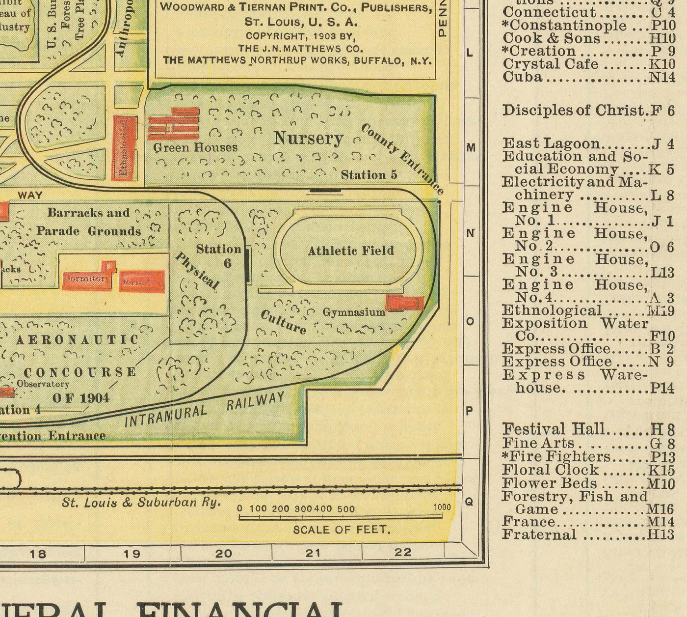 Viejo mapa de San Luis, Missouri, 1904 - Feria Mundial, Luisiana Compra Exposición - Historia de los EE. UU.