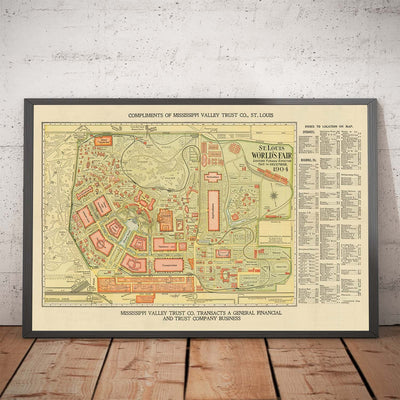 Viejo mapa de San Luis, Missouri, 1904 - Feria Mundial, Luisiana Compra Exposición - Historia de los EE. UU.