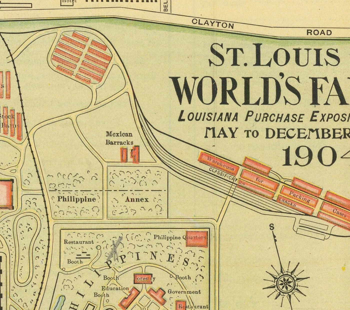 Viejo mapa de San Luis, Missouri, 1904 - Feria Mundial, Luisiana Compra Exposición - Historia de los EE. UU.