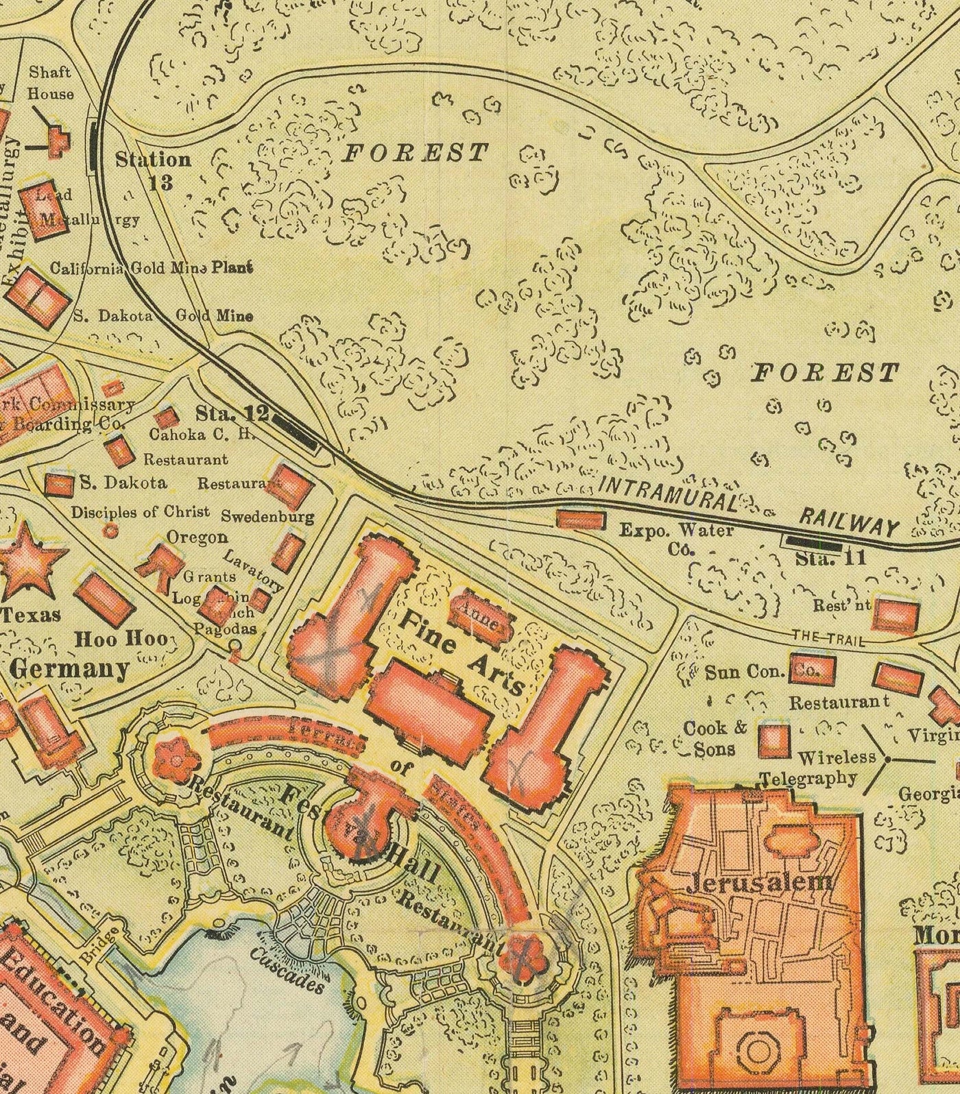 Viejo mapa de San Luis, Missouri, 1904 - Feria Mundial, Luisiana Compra Exposición - Historia de los EE. UU.