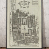 Old Map of Covent Garden, 1720 by Strype Stow - London, St Paul's Church, King Street, Strand, West End