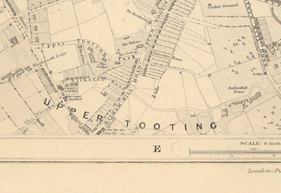Old Map of South London in 1862 by Edward Stanford - Clapham, Balham, Brixton, Tooting - SW2, SW4, SW12, SW17, SW11