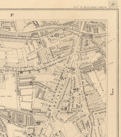 Old Map of South London in 1862 by Edward Stanford - Clapham, Balham, Brixton, Tooting - SW2, SW4, SW12, SW17, SW11