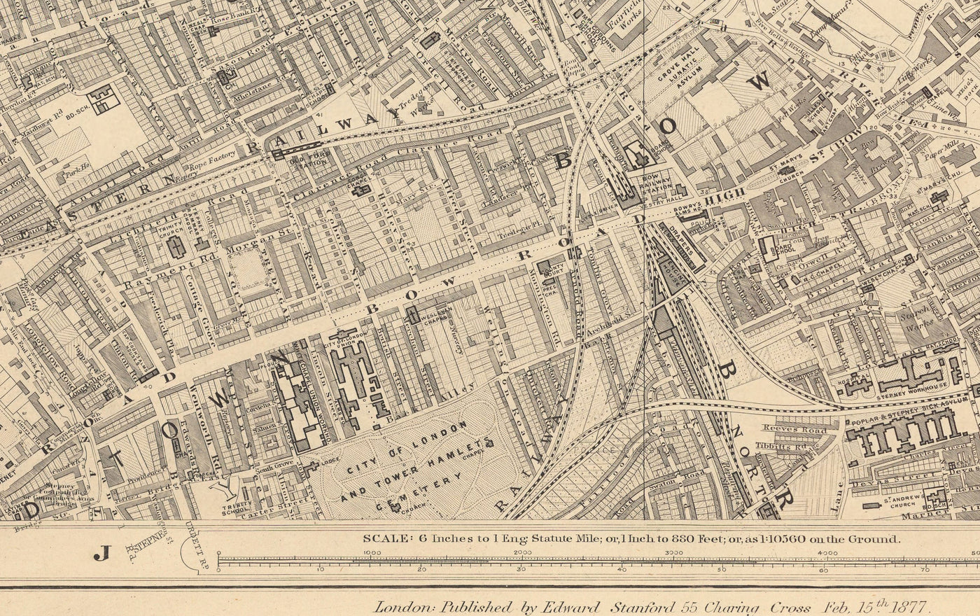 Old Map of East London in 1862 by Edward Stanford - Victoria Park, Hackney, Bow, Stratford, Tower Hamlets - E9, E20, E3, E15