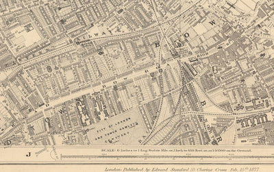 Old Map of East London in 1862 by Edward Stanford - Victoria Park, Hackney, Bow, Stratford, Tower Hamlets - E9, E20, E3, E15