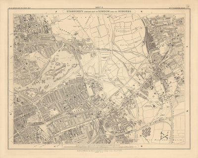 Old Map of East London in 1862 by Edward Stanford - Victoria Park, Hackney, Bow, Stratford, Tower Hamlets - E9, E20, E3, E15