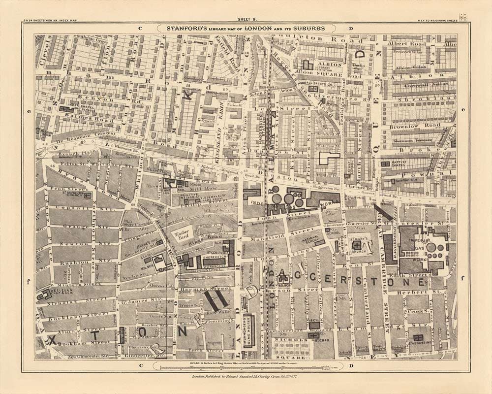 Mapa personalizado de Londres por Edward Stanford, 1862 - Diseño y haga su propio mapa viejo