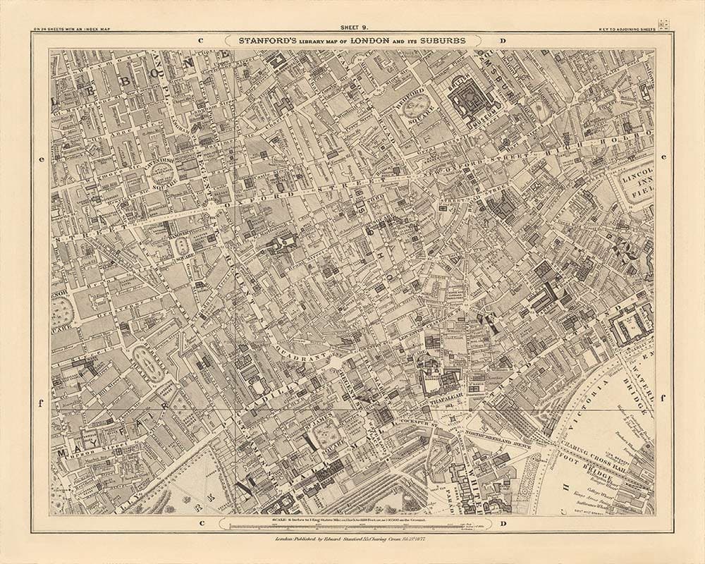 Mapa personalizado de Londres por Edward Stanford, 1862 - Diseño y haga su propio mapa viejo