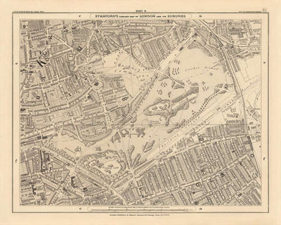 Mapa personalizado de Londres por Edward Stanford, 1862 - Diseño y haga su propio mapa viejo