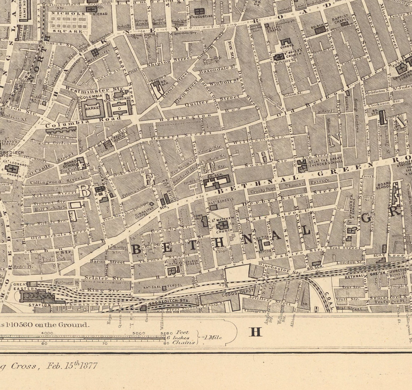 Old Map of London in 1862 by Edward Stanford - Hoxton, Haggerston, Dalston, Hackney, Bethnal Green, Shoreditch - N1, N5, E8, E2, EC1