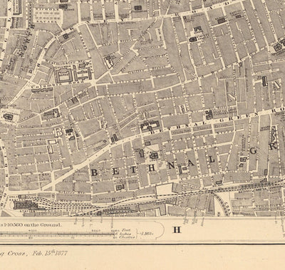 Old Map of London in 1862 by Edward Stanford - Hoxton, Haggerston, Dalston, Hackney, Bethnal Green, Shoreditch - N1, N5, E8, E2, EC1